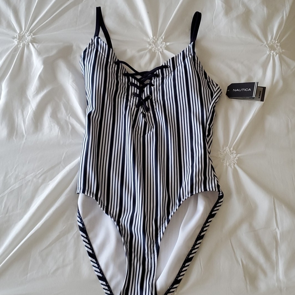 Navy/white stripe Nautica swimsuit